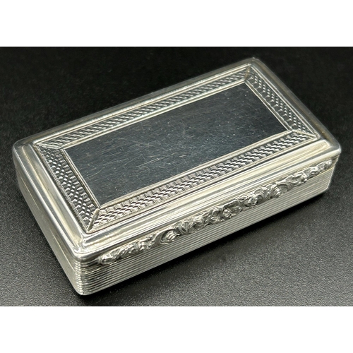 216 - Good Regency cast silver engine turned snuff box, floral thumb piece and gilt interior, maker Edward... 