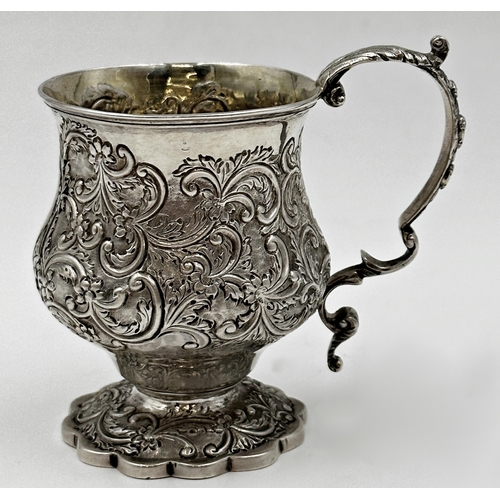 143 - Regency silver Christening cup, with scrolled decoration, maker J E Terry & co, London 1827, 9cm hig... 