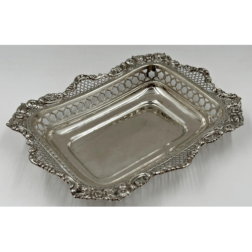 152 - Good Victorian silver serving dish, the rim embossed with flowers and pierced diaper decoration, mak... 