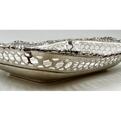 152 - Good Victorian silver serving dish, the rim embossed with flowers and pierced diaper decoration, mak... 