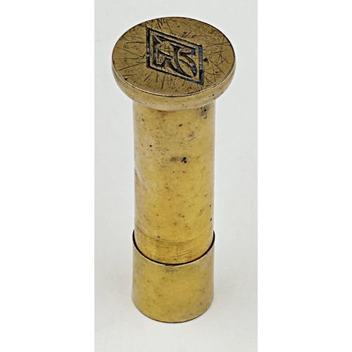 162 - Asprey of London silver gilt lidded cylinder vessel with cast seal to base, London 1926, 7cm high, 1... 