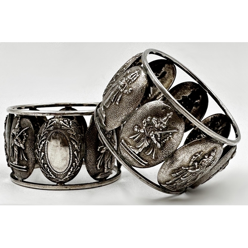 175 - Pair of silver cameo napkin rings 1.5oz approx