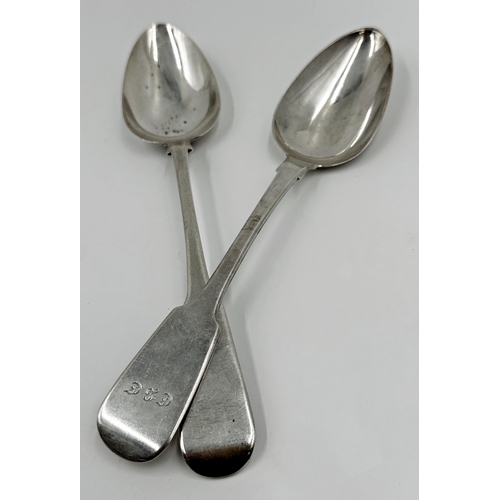 183 - Two Georgian provincial Exeter silver serving spoon, the shorter maker John Osment, Exeter 1830, the... 