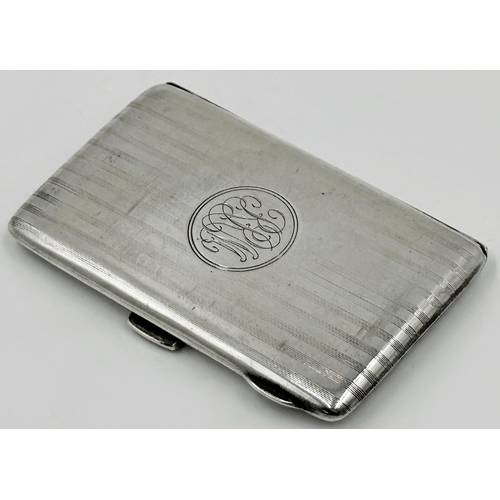 199 - Edwardian silver engine turned cardcase, gilt interior, maker Henry Matthews, Birmingham 1910, 9cm l... 