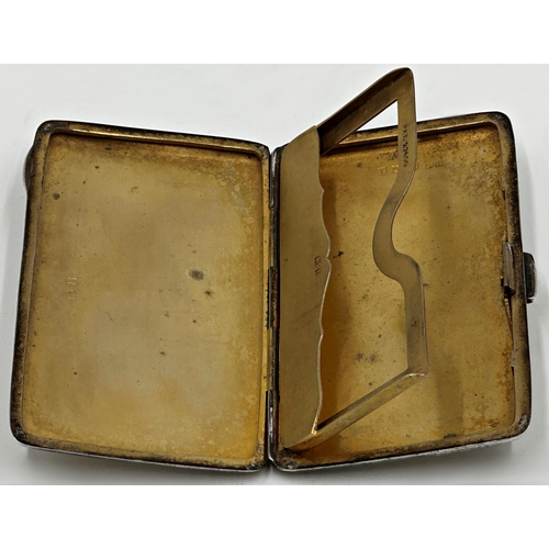 199 - Edwardian silver engine turned cardcase, gilt interior, maker Henry Matthews, Birmingham 1910, 9cm l... 