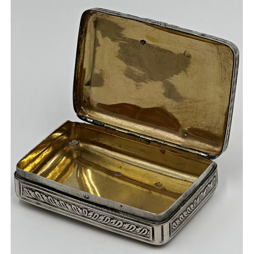 208 - Good quality early 19th century Austro-Hungarian snuff box, cast with various panels, gilt interior,... 