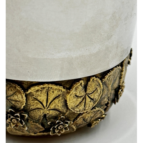 209 - Stuart Devlin commemorative silver porringer, decorated in gilt relief with lily pads, inscribed to ... 