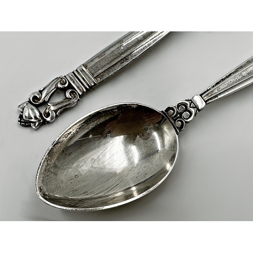 213 - Five six piece Georg Jensen sterling silver 'Acorn' pattern cutlery sets, each comprising table knif... 