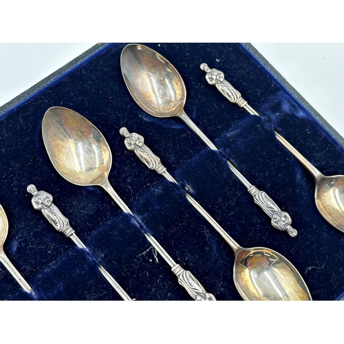 215 - Mixed collection of silver spoons comprising - set of six continental silver slim fiddle pattern cof... 