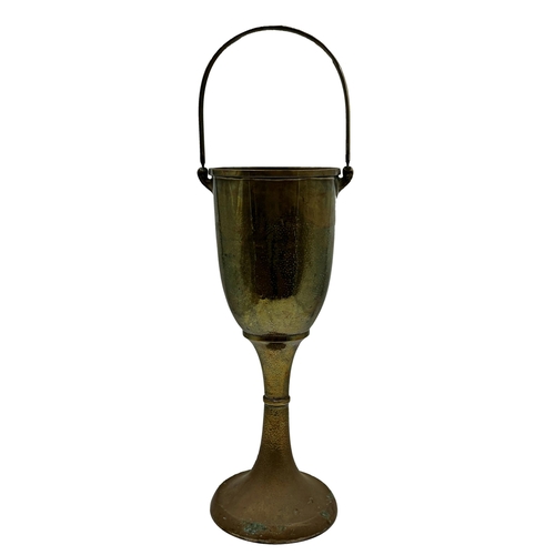 364 - Large Arts and Crafts Brass cooler in the shape of a goblet with carrying handle 
h75cm with handle ... 