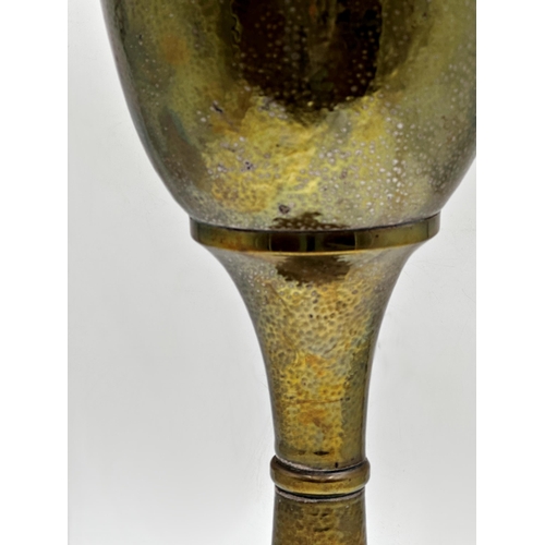 364 - Large Arts and Crafts Brass cooler in the shape of a goblet with carrying handle 
h75cm with handle ... 