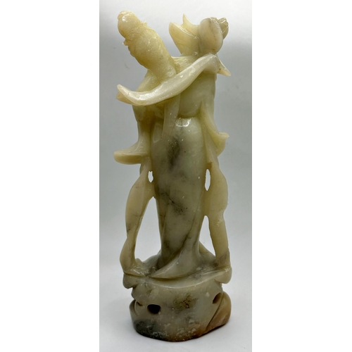 318 - Chinese carved hardstone (possibly jade) figure of Guan Yin, 21.5cm high