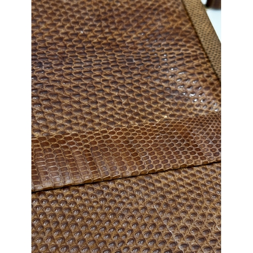 251 - A beautiful 1940s brown snakeskin bag by Mappin & Webb. Hardware in gilt metal with strong clasp ope... 