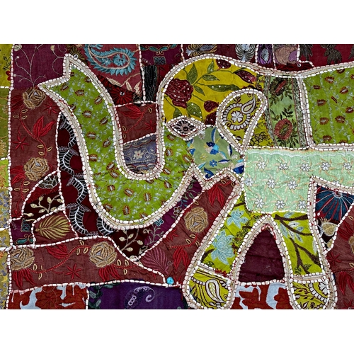 1451 - Jim Thompson (20th century) - silk picture of a ceremonial elephant, 65 x 65cm, with a further India... 