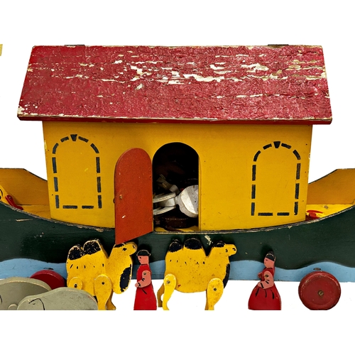 438 - Tip Top Kolour Kraft folk art style Noah's ark on wheels with various animals to include pair of zeb... 