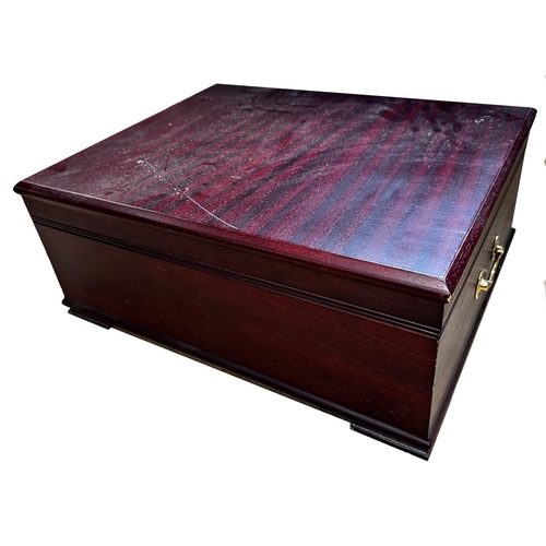 118 - George Butler of Sheffield heirloom collection 2 tier mahogany cased canteen of silver plated cutler... 