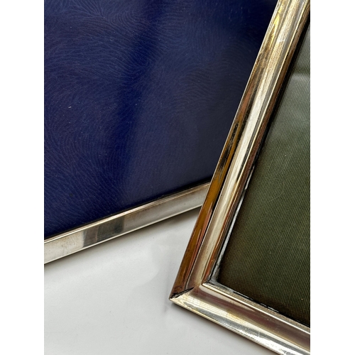 135 - Two similar silver easel picture frames, 26 x 21.5cm and 23 x 18cm respectively (2)