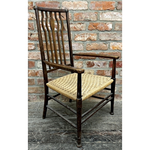 1226 - Arts and Crafts nursing chair, beech frame and strung seat