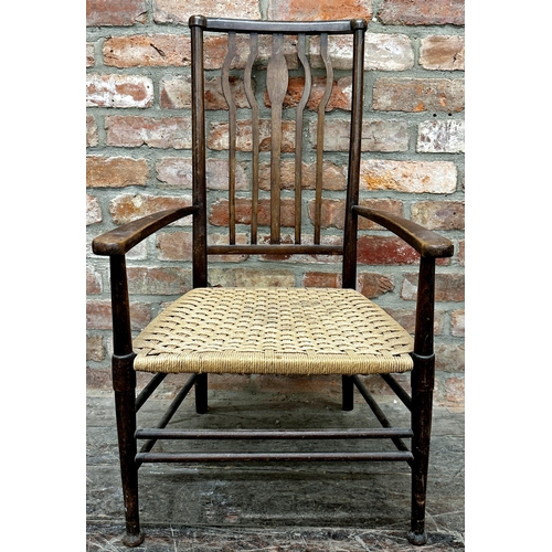 1226 - Arts and Crafts nursing chair, beech frame and strung seat