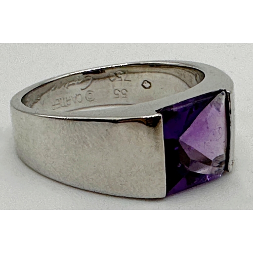 236 - Cartier Tank 18k white gold and amethyst ring, signed Cartier 1997 and G78249, size O, 10.1g, boxed,... 