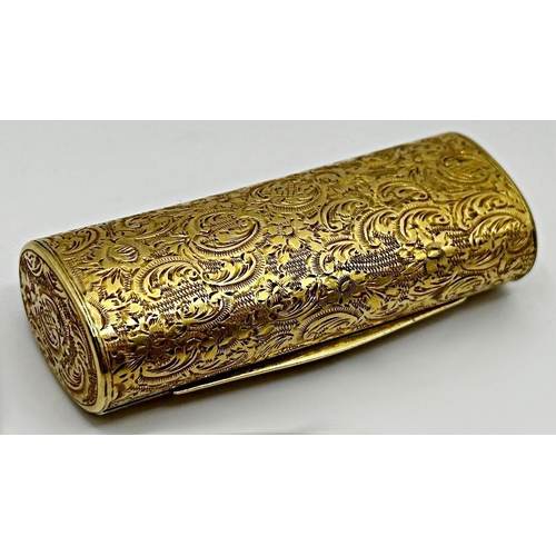 239 - Good quality Austro-Hungarian 14ct snuff box, of oval form, engraved with scrolled foliage, hinged l... 