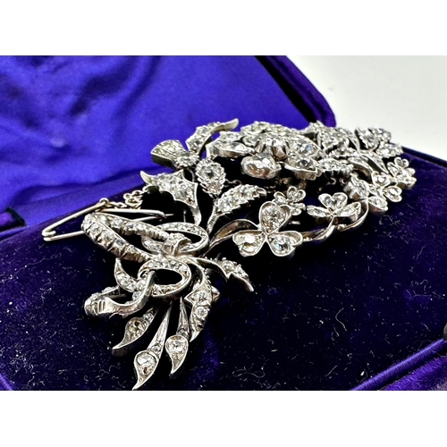 242 - HRH Victoria Diamond Jubilee - Commemorative floral spray diamond brooch, pave set with 151 diamonds... 