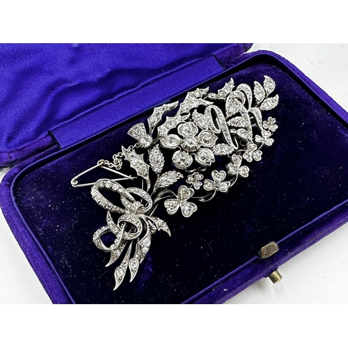 242 - HRH Victoria Diamond Jubilee - Commemorative floral spray diamond brooch, pave set with 151 diamonds... 