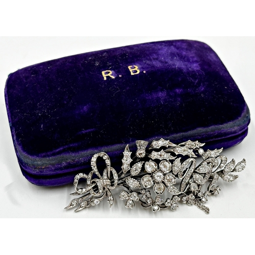 242 - HRH Victoria Diamond Jubilee - Commemorative floral spray diamond brooch, pave set with 151 diamonds... 