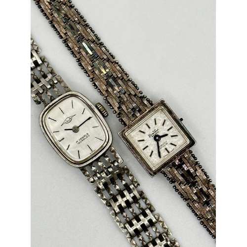 15 - Two vintage ladies silver cocktail watches, on silver bracelets, 41.6g gross (2)