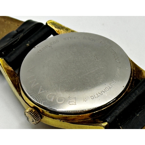 10 - Vintage Rodania 'Secondomatic' gents gold plated wristwatch, champagne dial with gilt baton markers ... 