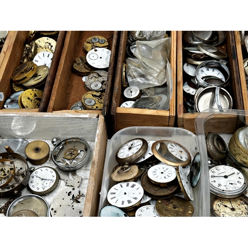 32 - Watch makers workshop - massive collection of mainly 19th century and later pocket watch movements, ... 