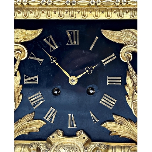 48 - Good quality 19th century French ormolu and black slate mantel clock the square clock mounted by a s...