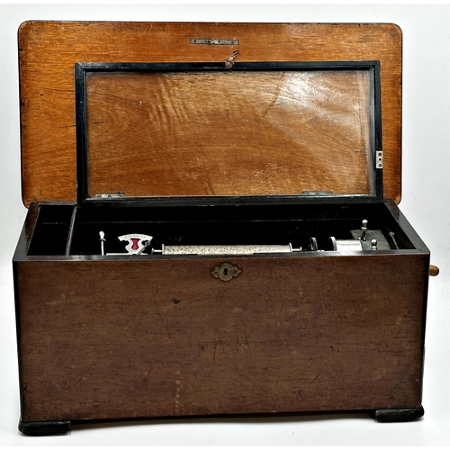 55 - 19th century walnut PVF (Paillard Vaucher Fils) interchangeable music box, fitted with two concealed... 