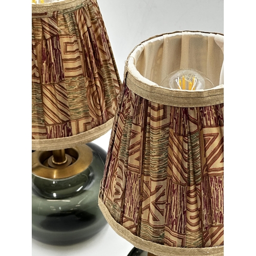 1127 - Pair of Pooky glass dump table lamps with shades, 29cm high (2)