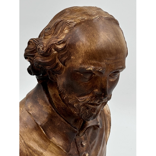 435 - A plaster bust of William Shakespeare, 34cm high