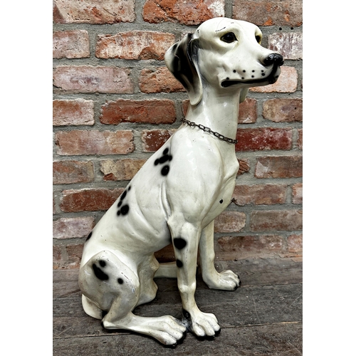 1217 - Vintage fibreglass model of a seated dalmatian, full scale, 69cm high