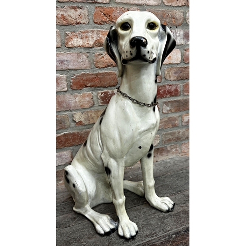 1217 - Vintage fibreglass model of a seated dalmatian, full scale, 69cm high