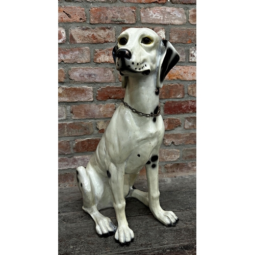 1217 - Vintage fibreglass model of a seated dalmatian, full scale, 69cm high