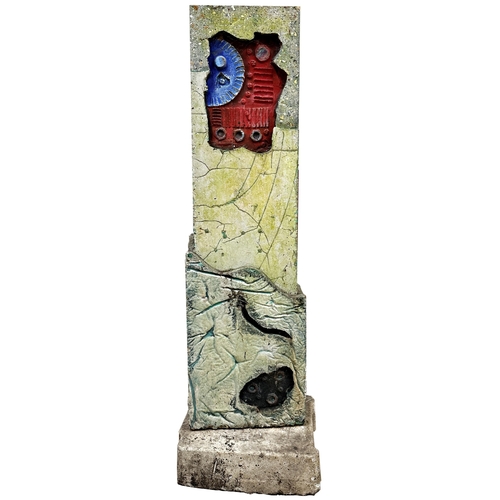 1077 - A substantial piece of the fallen Berlin wall, carved with a brutalist panel and further painted dec... 