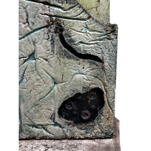 1077 - A substantial piece of the fallen Berlin wall, carved with a brutalist panel and further painted dec... 