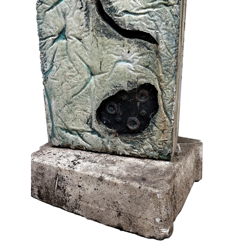 1077 - A substantial piece of the fallen Berlin wall, carved with a brutalist panel and further painted dec... 