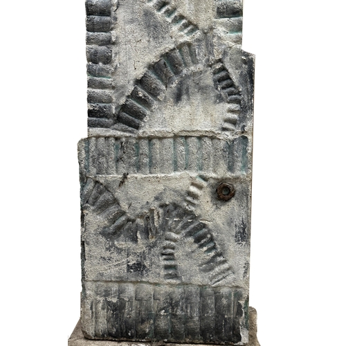 1077 - A substantial piece of the fallen Berlin wall, carved with a brutalist panel and further painted dec... 