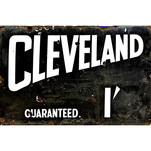 1104 - Advertising - 'Cleeveland, Guaranteed', enamel sign, white text on black, 78 x 122cm