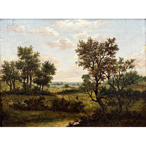 1395 - Patrick Nasmyth (1787-1831) - Traveller through the woods, signed and dated 1820, oil on canvas, 30 ... 