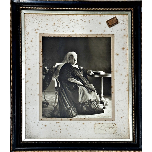 430 - Signed photograph of Queen Victoria by W & D Downey of London, 38 x30cm, framed