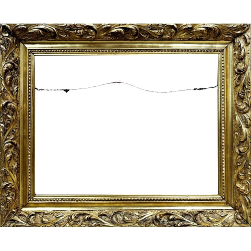 1407 - Carved giltwood and gesso frame, scrolled acanthus decoration, 53 x 62cm