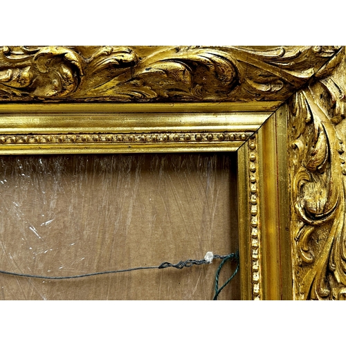 1407 - Carved giltwood and gesso frame, scrolled acanthus decoration, 53 x 62cm