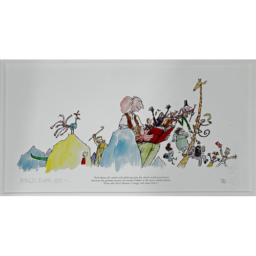 1266 - Quentin Blake (b. 1932) - 'Roald Dahl 100', group of all the famous characters, with text, unsigned,... 