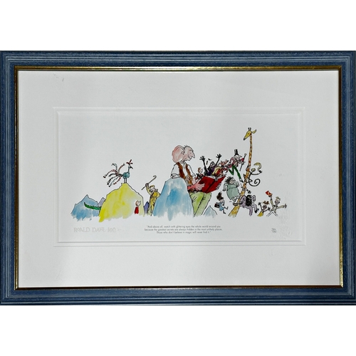 1266 - Quentin Blake (b. 1932) - 'Roald Dahl 100', group of all the famous characters, with text, unsigned,... 