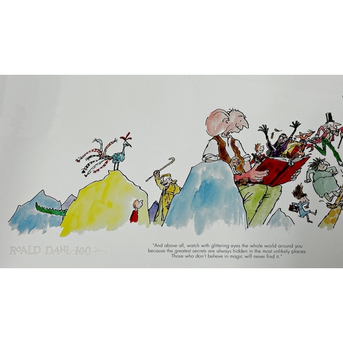 1266 - Quentin Blake (b. 1932) - 'Roald Dahl 100', group of all the famous characters, with text, unsigned,... 